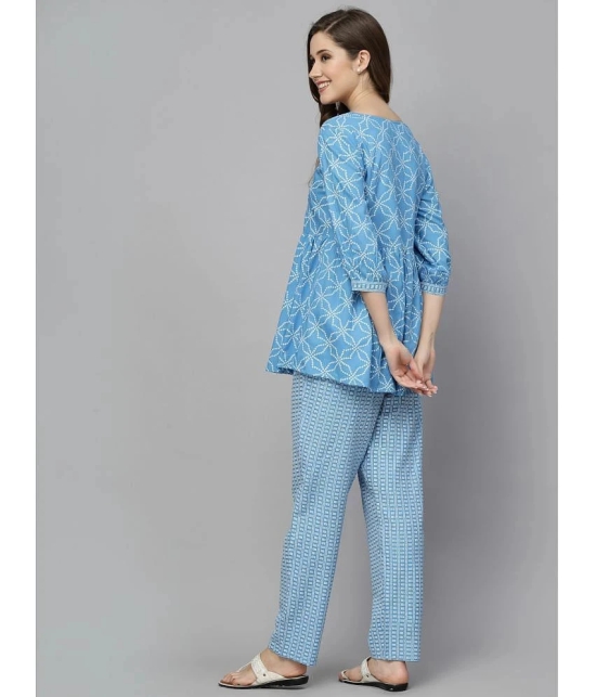 Stylum Blue Printed Pant Top Set - None