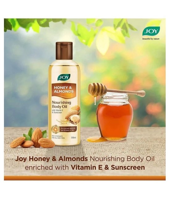 Joy Honey & Almonds Body Oil with Vitamin E for Dry Skin | Non Sticky 200ml, (Pack of 1)