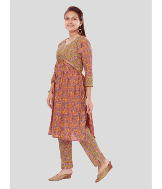 Aarika Peach Cotton Girls Kurti ( Pack of 1 ) - None