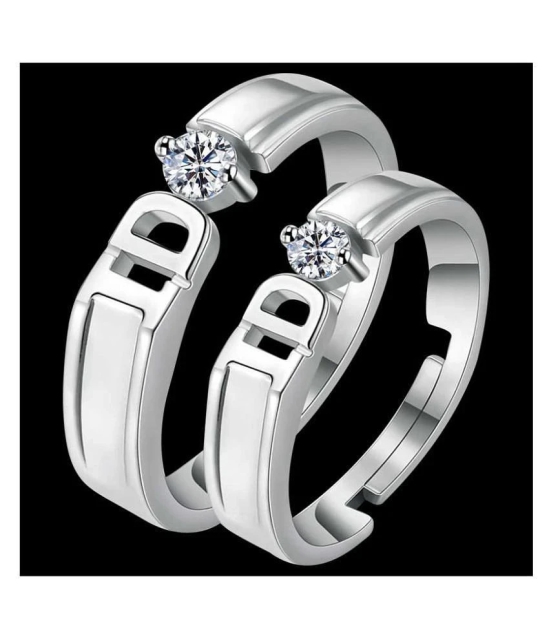 SILVERSHINE Silverplated Exclusive I DO Solitaire His and Her Adjustable proposal couple ring For Men And Women Jewellery - None