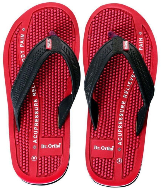 Dr.Ortho Slippers - Red Men's Massage Flip Flop - None