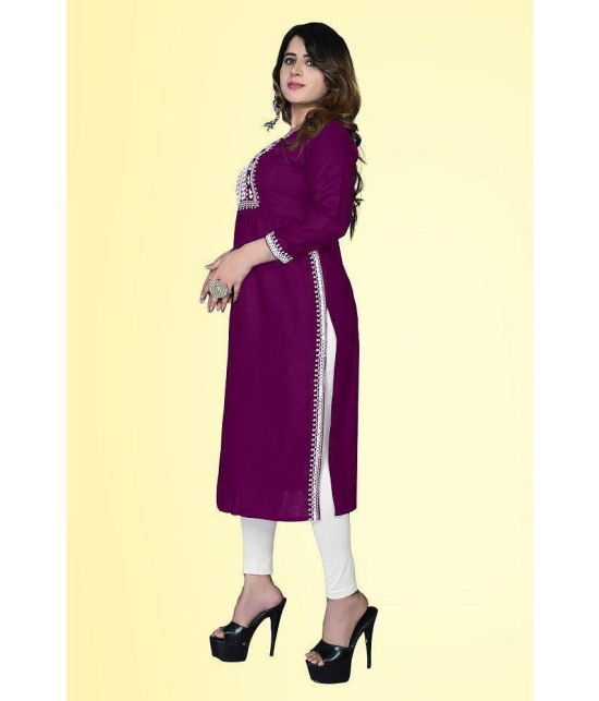 haya fashion - Magenta Rayon Women's Straight Kurti ( Pack of 1 ) - None