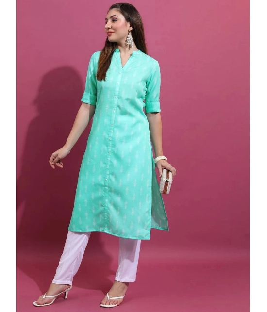 Ketch Polyester Printed Straight Womens Kurti - Turquoise ( Pack of 1 ) - None