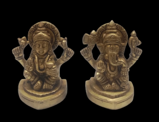 VRINDA METAL ART Brass Ganesh, Lakshmi  Idol Combo  Idol