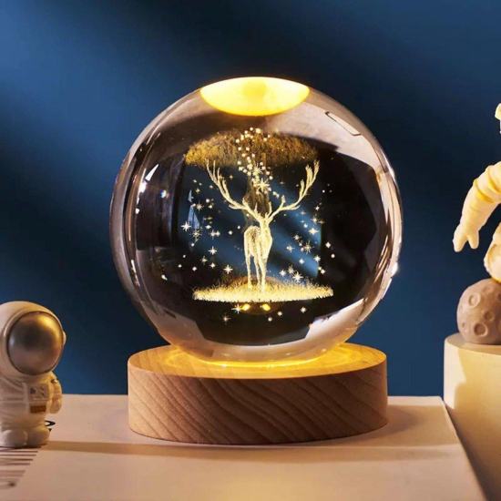 Smart Home 3D Galaxy Crystal Ball Night Light, Crystal Light Night Lamp-DOLPHIN