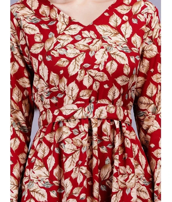 JC4U Rayon Printed Full Length Womens Fit & Flare Dress - Red ( Pack of 1 ) - None