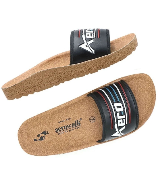 Aerowalk Black Mens Slide Flip Flop - None