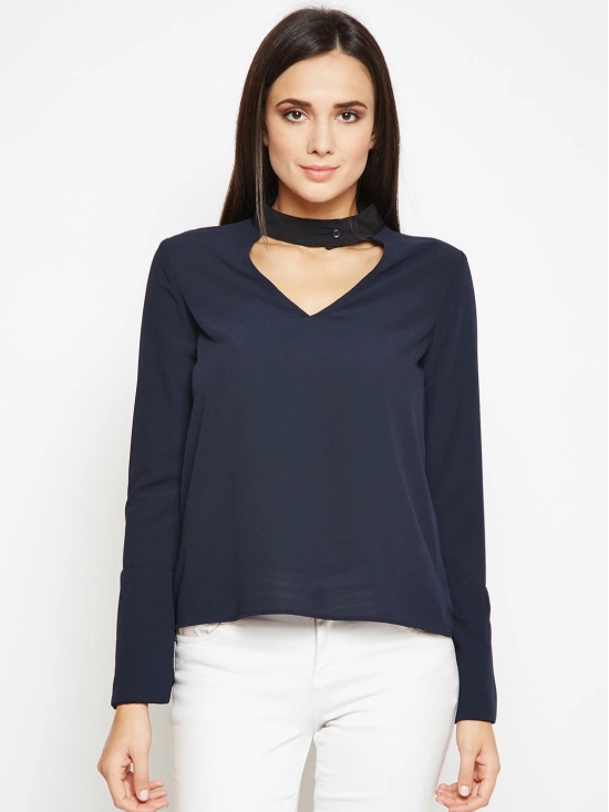 Oxolloxo Women Navy Blue Solid Top