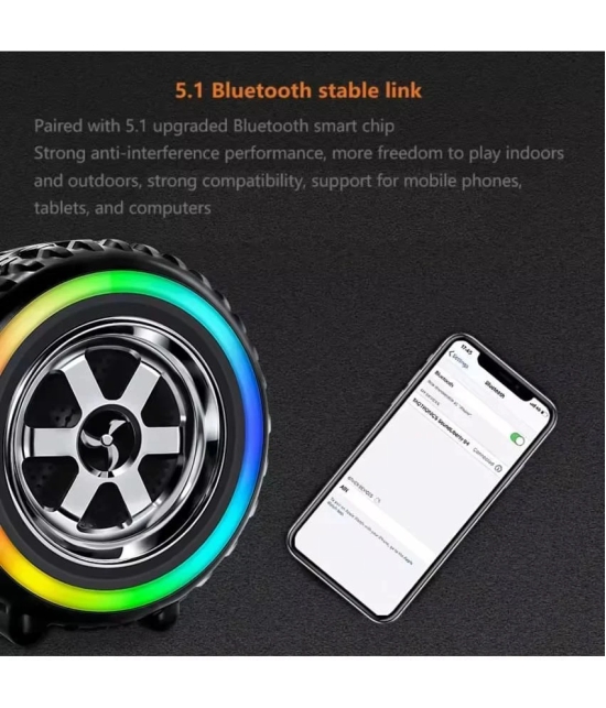 VERONIC RGB TYRE 10 W Bluetooth Speaker Bluetooth V 5.2 with USB,SD card Slot,Call function Playback Time 8 hrs Black - Black