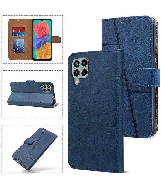 NBOX - Blue Artificial Leather Flip Cover Compatible For Samsung Galaxy M53 5G ( Pack of 1 ) - Blue