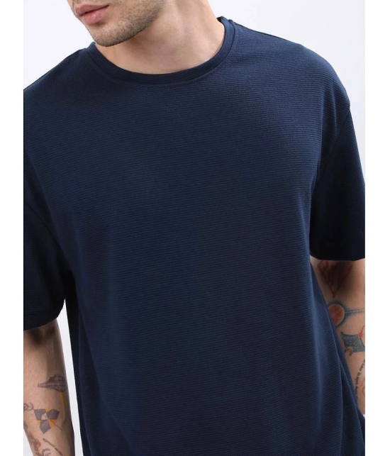 Ketch Polyester Oversized Fit Solid Half Sleeves Mens T-Shirt - Navy Blue ( Pack of 1 ) - None