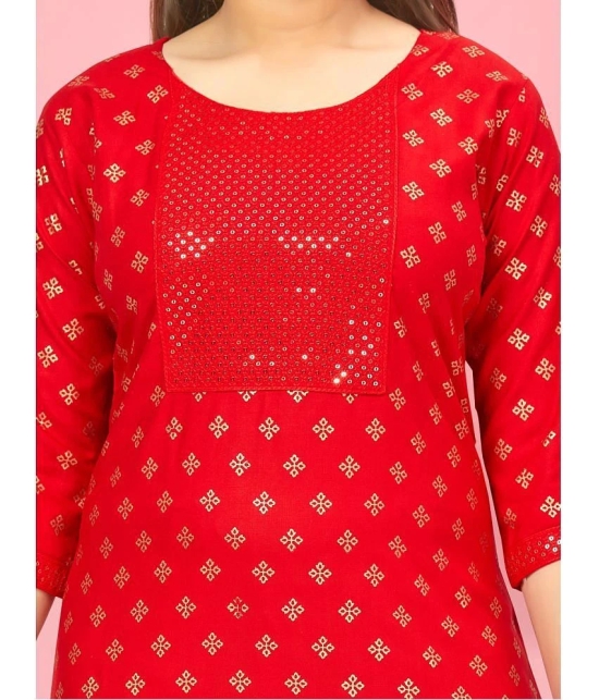 Aarika Red Rayon Girls Kurti ( Pack of 1 ) - None