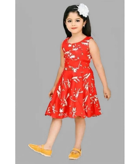 OFLINE SELCTION Rayon Frock For Girls ( Pack of 1 , Red ) - None