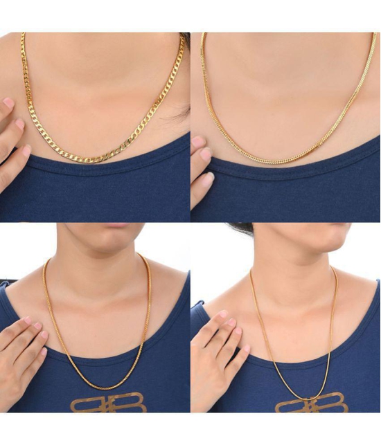 AanyaCentric Combo of 4 Gold Plated 22inches Long Fashion Chain - None