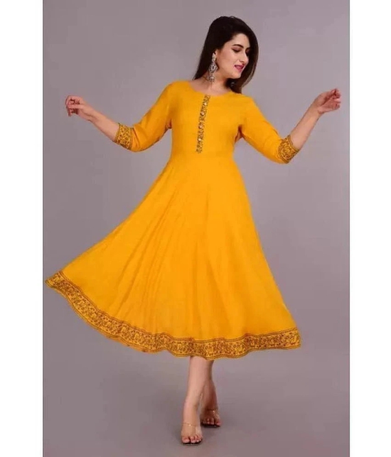 SIPET - Yellow Rayon Womens Flared Kurti ( Pack of 1 ) - None