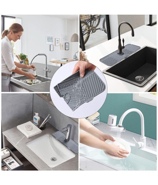 18 ENTERPRISE Silicone Sink Drainer Pad Faucet Catcher Tray Kitchen Faucet Sink Splash Guard Bathroom Sink Protectors Faucet Water Catcher Mat Non-Slip Drainer Pad Drying Mat for Kitchen.