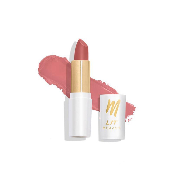 MyGlamm LIT Moist Matte Lipstick - Nude Buff (Peach Pink Shade) | Long Lasting, Pigmented, Hydrating Lipstick with Moringa Oil and Vitamin E