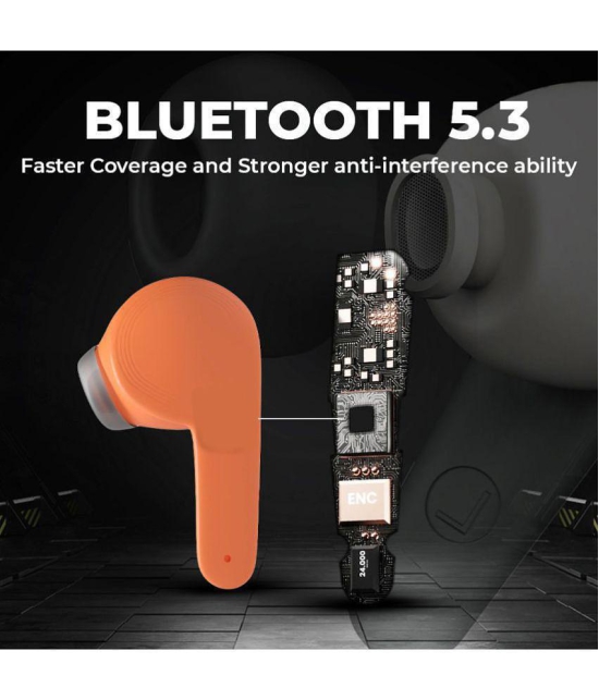 VEhop Max Bluetooth True Wireless (TWS) In Ear 30 Hours Playback Powerfull bass,Low Latency IPX4(Splash & Sweat Proof) Orange