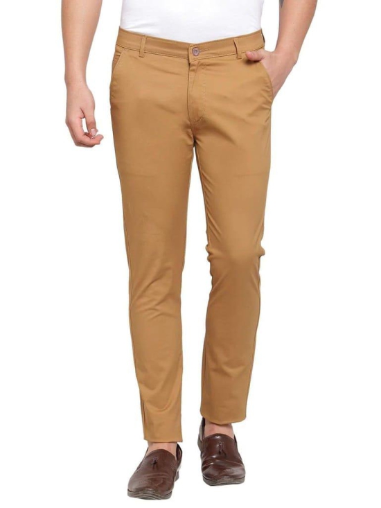 Rodamo  Men Brown Slim Fit Solid Regular Trousers