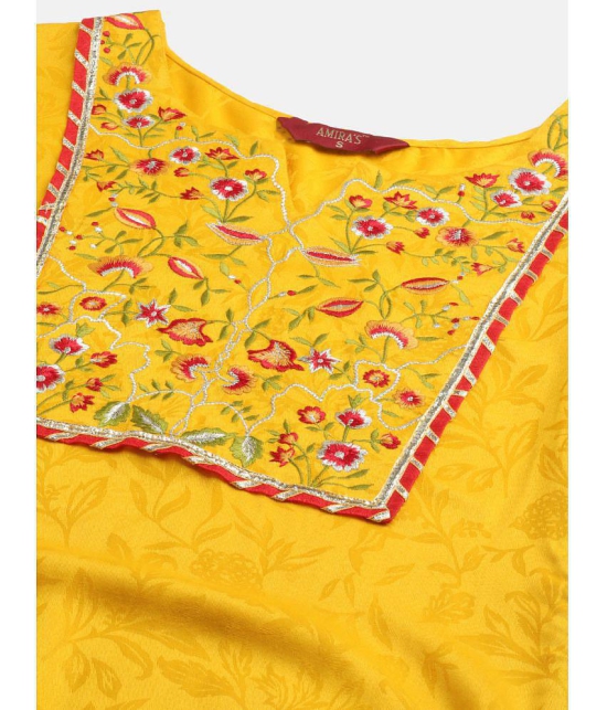 AMIRAS INDIAN ETHNICWEAR - Mustard Straight Silk Womens Stitched Salwar Suit ( Pack of 1 ) - None