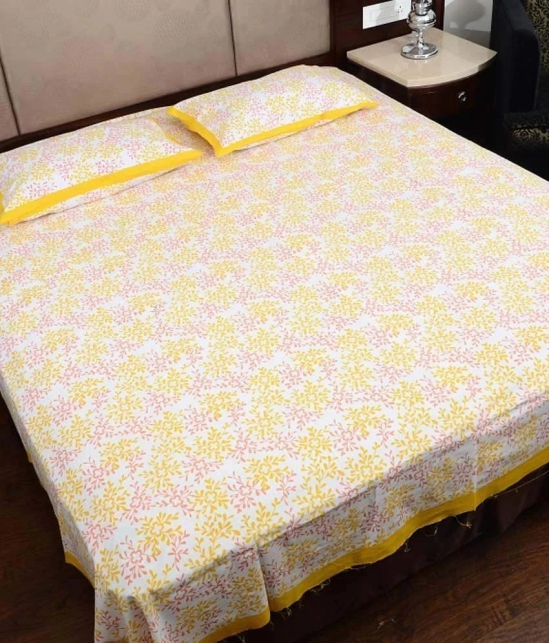 UniqChoice 100% Cotton Exclusive Jaipuri Print Double Bed Sheet With 2 Pillow Cover