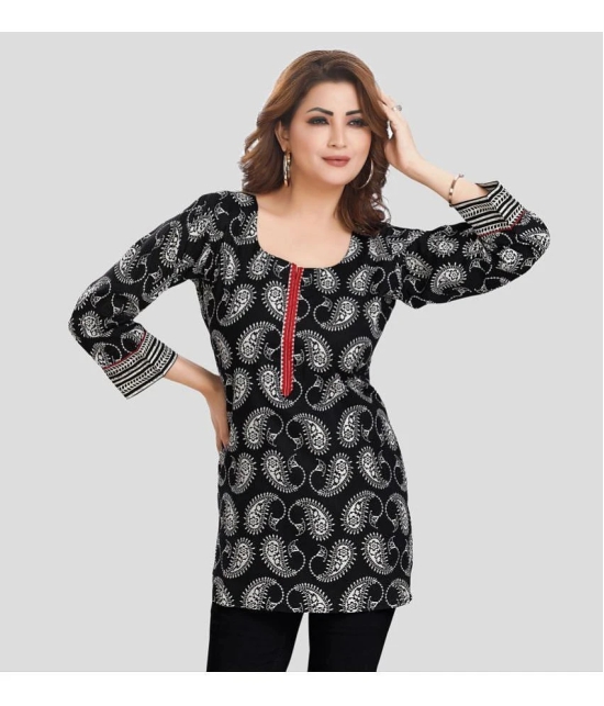 Meher Impex Cotton Printed A-line Womens Kurti - Black ( Pack of 1 ) - None