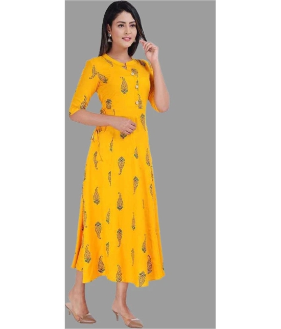 Smien - Yellow Rayon Womens Anarkali Kurti ( Pack of 1 ) - None