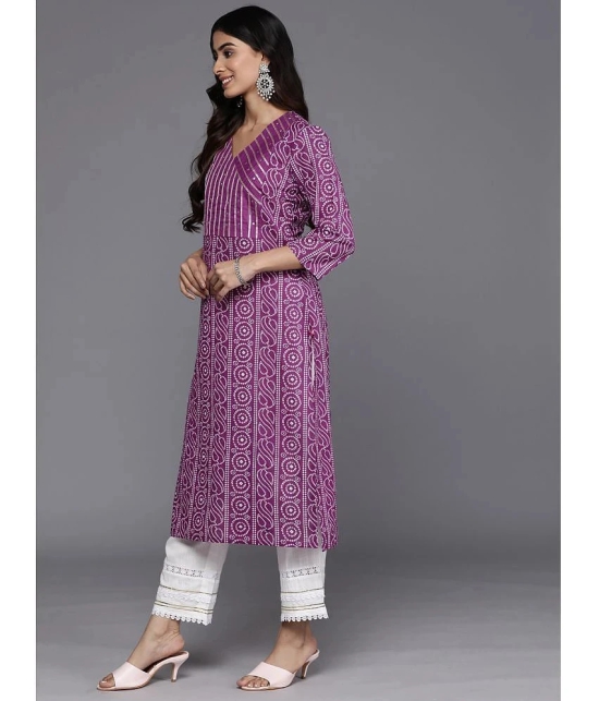 Varanga Cotton Printed Straight Womens Kurti - Purple ( Pack of 1 ) - None