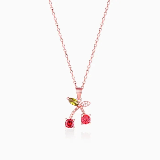 Rose Gold Colourful Floral Pendant with Link Chain