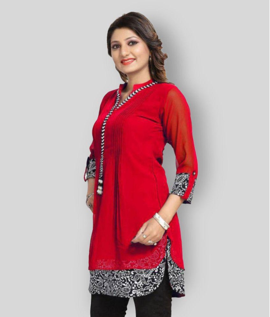 Meher Impex - Red Georgette Women''s Double Layered Kurti ( Pack of 1 ) - L