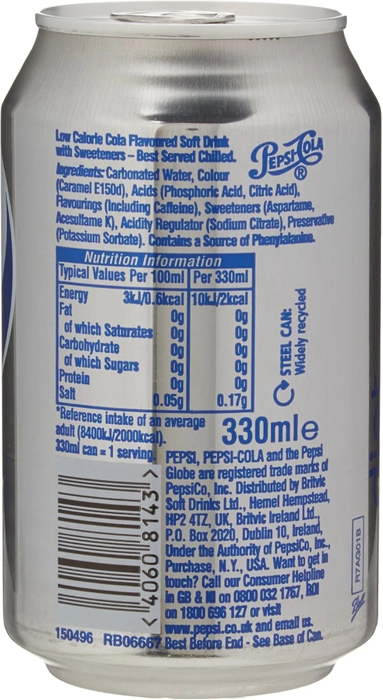 Pepsi Diet Tin, 330Ml