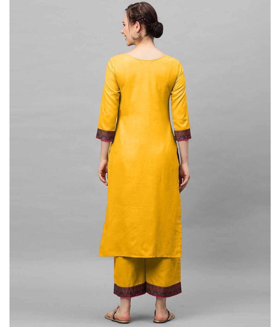 Estela - Yellow Straight Cotton Women's Stitched Salwar Suit ( Pack of 1 ) - None