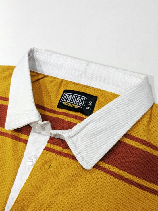 Auto Stripes Yellow Red Polo T-Shirt-M / Yellow