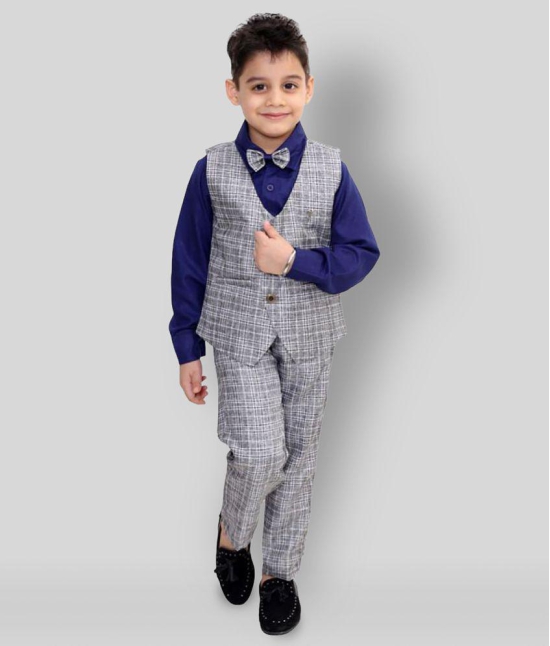 Fourfolds - Navy Cotton Blend Boys Shirt & Pants ( Pack of 1 ) - None