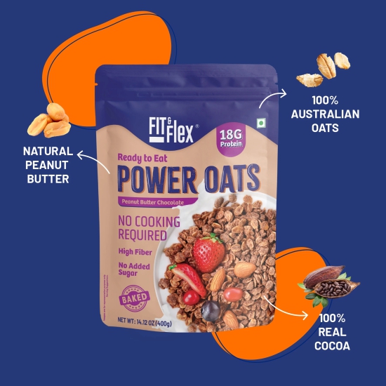 Power Oats | Honey Flavor  + Peanut Butter | No Cooking Required - Ready To Eat | Zero Added Sugar (Pack of 2)