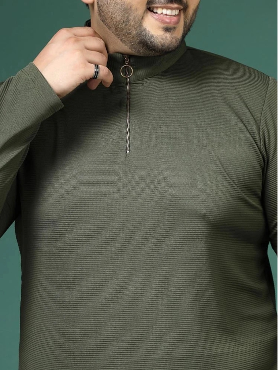 Rigo Polyester Slim Fit Solid Full Sleeves Mens T-Shirt - Olive ( Pack of 1 ) - None