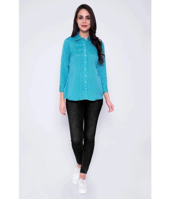 GOD BLESS Turquoise Cotton Shirt - Single - None