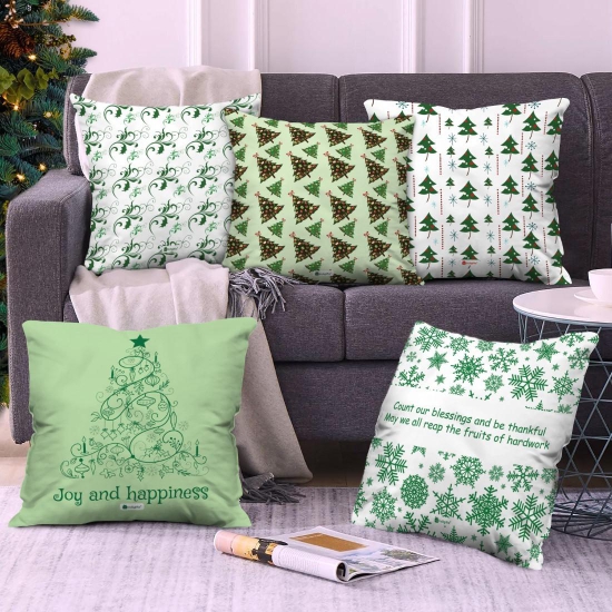 Indigifts Christmas Pillow Cushion Covers Merry Christmas Characters Printed Pillow Cushion Covers 12X12 Inches - Christmas Decorations for House, Xmas Cushion Covers