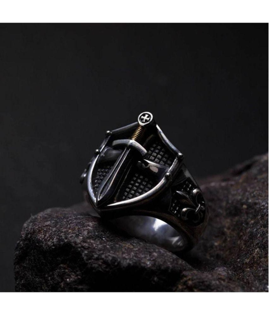 Fashion Frill Silver Ring For Boys Stylish King Shield Adjustable Rings For Men Boys Girls - None