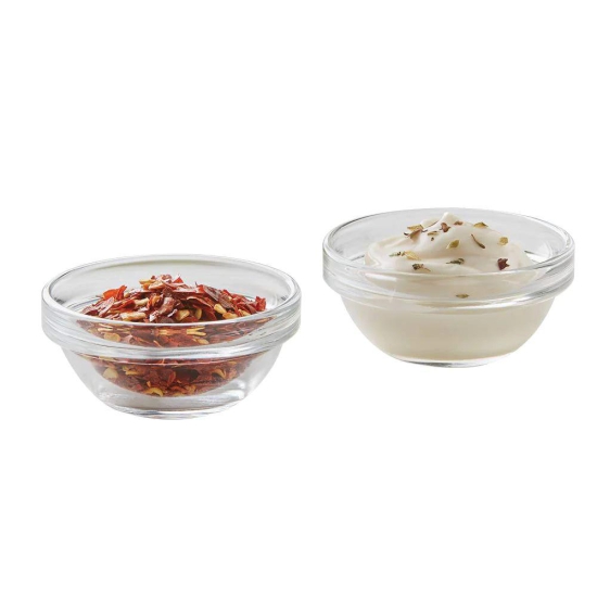 Borosil Stackable Serving Bowls | Oven & Microwave Safe | Transparent | Set of 6 Pcs