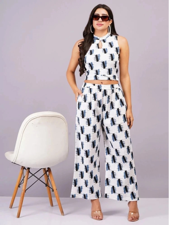 JC4U Blue Printed Palazzo Top Set - None