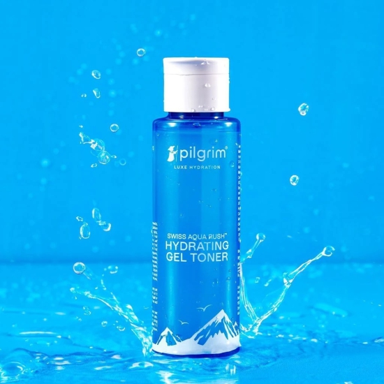 Pilgrim Swiss Aqua Rush? Hydrating Gel Toner 100ml | Crafted with powerful hydrators- Pentavitin, Aquaxyl, Swiss Aqua Rush? | Toner for glowing skin | For long lasting hydration plump & healthy skin |