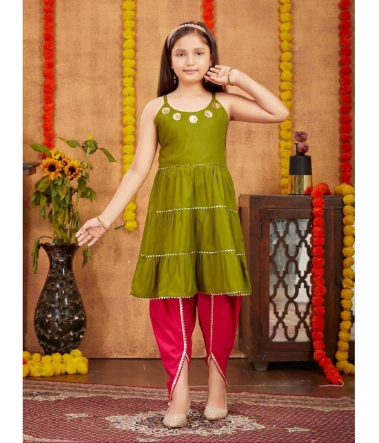 Aarika Olive Rayon Girls Top & Dhoti Set ( Pack of 1 ) - None