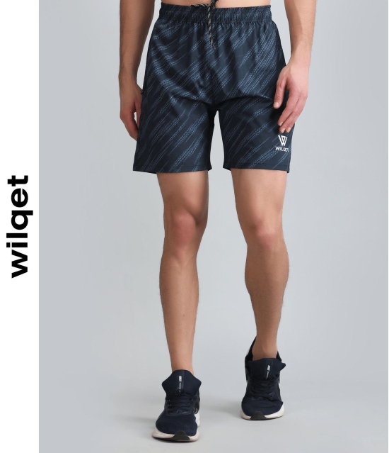 Mens Dryfit Printed Lycra Shorts-Navy / S