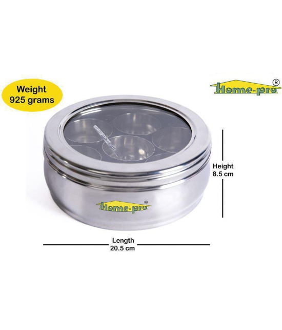 HomePro - Masala Dabba SS Steel Silver Spice Container ( Set of 1 ) - Silver