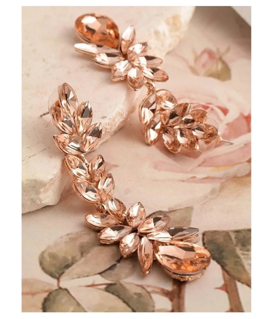 YouBella Metal Gold Plated Jewellery Valentine Collection AAA Swiss Zircon Fashion Stylish Fancy Party Wear Peach Earrings for Girls and Womens - Peach