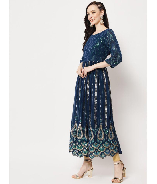 Estela - Teal Georgette Womens Anarkali Kurti ( Pack of 1 ) - None