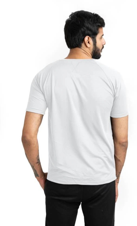 Solid Men Round Neck with Cool Rush Technology Men Solid Round Neck Polyester White T-Shirt