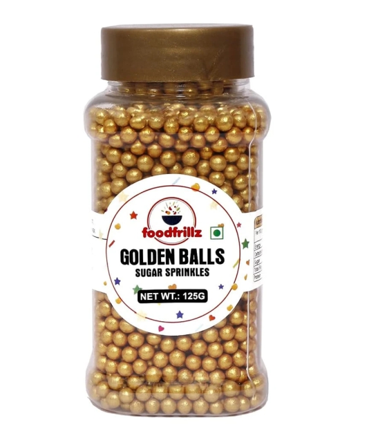 foodfrillz Golden Balls (125 g) Golden Dragees | Decorative Balls for cake d?cor