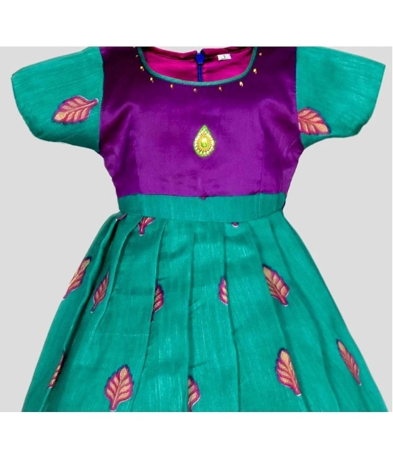 MangoPies - Green Cotton Blend Girls A-line Dress ( Pack of 1 ) - None